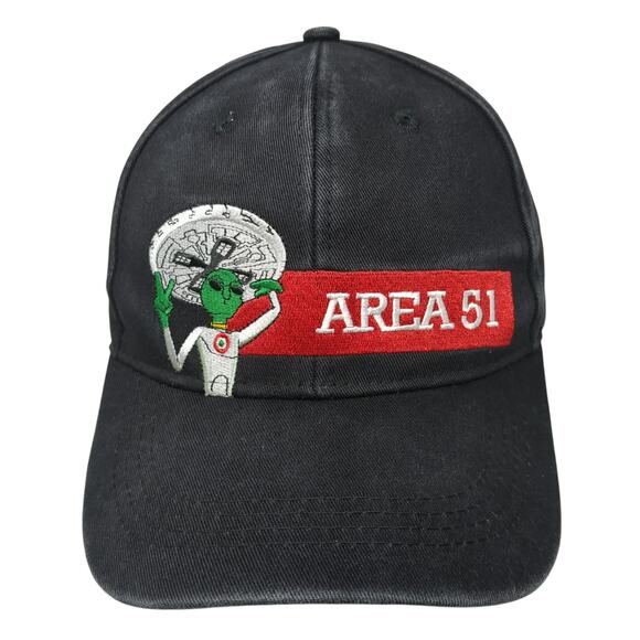 Area 51 Slideback Baseball Cap Black One Size Embroidered Alien Fresh Jerky - Picture 1 of 9